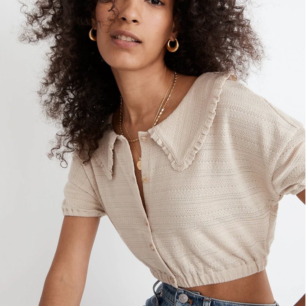 Madewell Ruffle Collared Crop Top